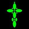uranium glass marquise cluster cross pendant uv glow green