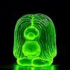 uranium glass troll figurine glowing green under UV light