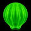 Art Deco Ribbed Globe Frosted Uranium Vaseline Glass Lamp Shade glowing under UV blacklight