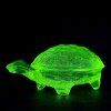 Art Deco vaseline uranium glass turtle jewelry box glowing bright green under UV light