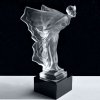 hood ornament flying lady clear glass with black glass base Art Deco by H. Hoffmann