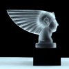 hood ornament pharaoh head clear glass with black glass base Art Deco by H. Hoffmann