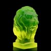 Art Deco lion head hood ornament uranium glass by H. Hoffmann