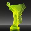 Collectible Art Deco Flying Lady hood ornament in uranium glass