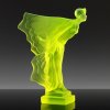 Art Deco Flying Lady hood ornament made of uranium glass