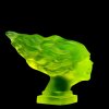 Uranium glass Speed Girl Art Deco hood ornament sculpted female face