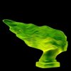 Art Deco uranium glass Speed Girl hood ornament flowing hair sculpture