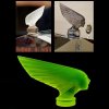 Detail of Victoire Art Deco hood ornament in uranium glass