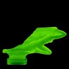 Art Deco Girl in the Wind hood ornament in uranium glass showing strong UV glow