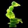 Back view of Art Deco Lovers hood ornament in uranium glass showing flowing Art Deco forms