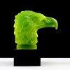 art deco fluorescent vaseline uranium glass head eagle car mascot figurine hood ornament 1930 h hoffmann by lalique