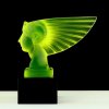 Art Deco Uranium Glass ' Pharaoh Head ' Car Mascot Figurine Hood Ornament 1930' H.Hoffmann