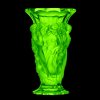 uranium glass art deco nymphs vase on pedestal green UV glow