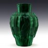 Bohemian Art Deco 1930' Malachite Glass Nude Ladies Large Vase H.Hoffmann