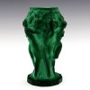 malachite glass art deco figural vase with nude nymphs relief