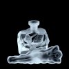 1930s H. Hoffmann clear frosted glass perfume bottle featuring a sculpted reclining nude lady stopper