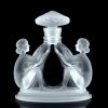 H. Hoffmann Art Deco clear frosted glass perfume bottle with dual nude figures, Lalique-style design – artdeco1930.com
