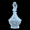 1930s satin clear Art Deco perfume bottle with bird stopper, Lalique-style Bohemian glass