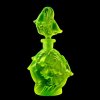 Bellflower relief detail on uranium vaseline glass Art Deco perfume bottle, Lalique-style Bohemian design – artdeco1930.com