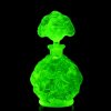 yellow uranium glass Art Deco cherub relief perfume bottle UV glow