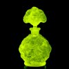 yellow uranium glass Art Deco cherub relief perfume bottle by H. Hoffmann