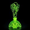 yellow uranium glass Art Deco dancing lady stopper perfume bottle green UV glow
