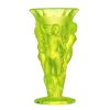 uranium glass tall art deco vase with grape harvest nymphs, h hoffmann