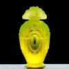 yellow uranium glass Art Deco medallion relief perfume bottle by H Hoffmann