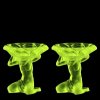 uranium glass art deco kneeling nude lady small bowls set of 2 by h. hoffmann — uv glow