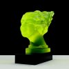 Uranium glass Speed Girl Art Deco hood ornament on black glass base