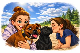 Když všichni rozjíždí karikatury... My nemůžeme zůstat schované!😂 #artdog #staffy #dreamteam #pratele