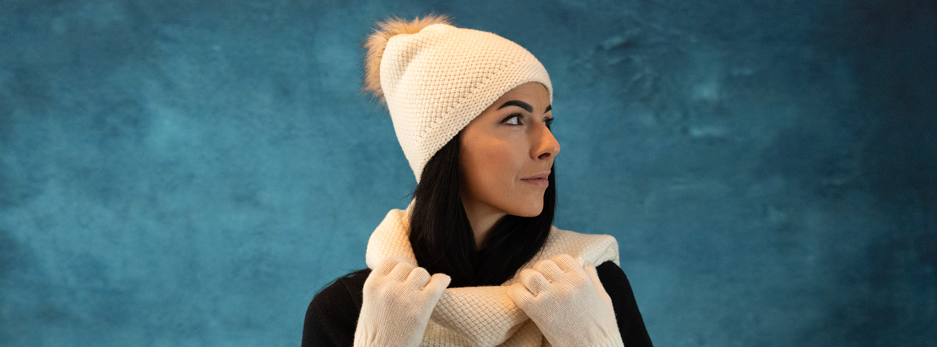 Kašmírová čepice - ecru