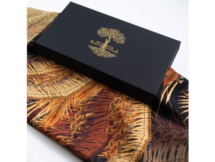 Vlněný šátek s hedvábím - Zlaté peří
