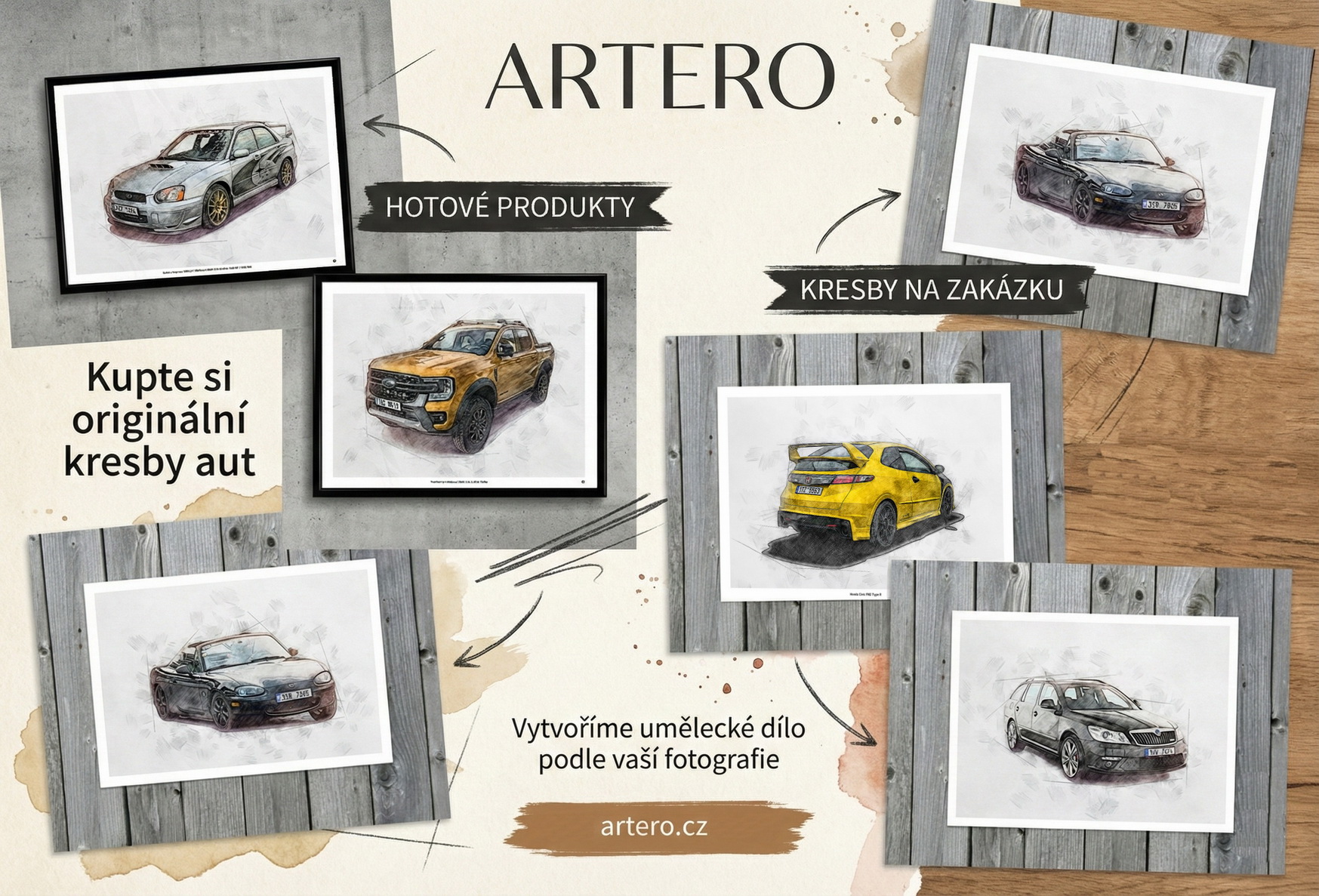 Kresba auta na zakázku - z fotky uděláme umělecké dílo 