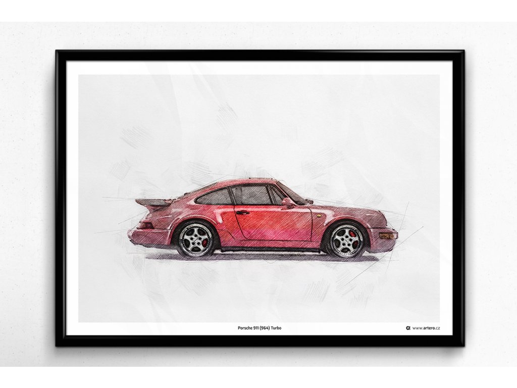 Porsche 911 (964) Turbo - plakát, obraz na zeď