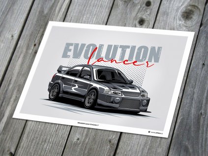 Mitsubishi Lancer EVO V "Grey" - plakát, obraz na zeď