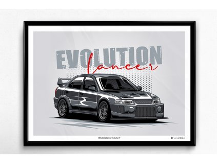 Mitsubishi Lancer EVO V "Grey" - plakát, obraz na zeď