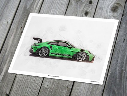 Porsche 911 (992) GT3 RS "Green" - plakát, obraz na zeď