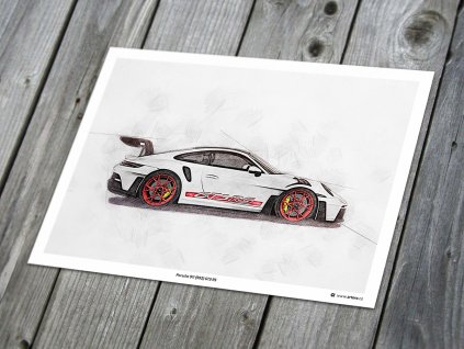 Porsche 911 (992) GT3 RS "White" - plakát, obraz na zeď