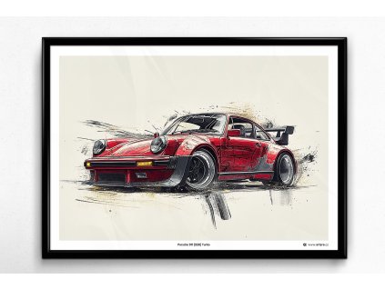 Porsche 911 (930) Turbo Red tuned - plakát, obraz na zeď