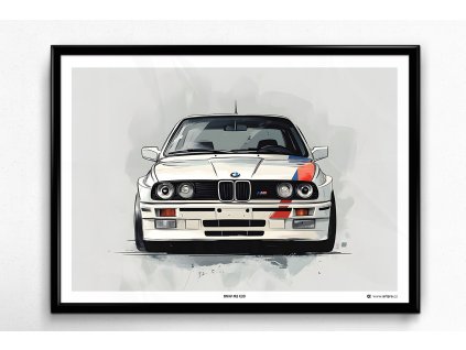BMW M3 E30 "White" - plakát, obraz na zeď