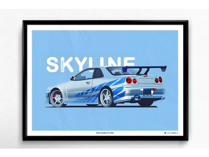 Nissan Skyline GT-R R34 Paul Walker - plakát, obraz na zeď