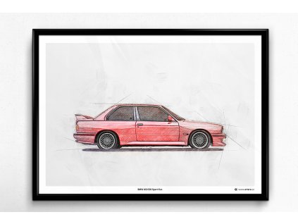 BMW M3 E30 Sport Evo - plakát, obraz na zeď