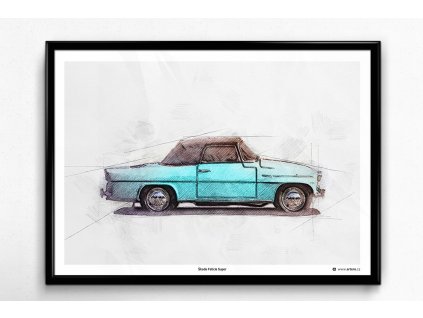 Škoda Felicia (1964) s nataženou střechou - plakát, obraz na zeď