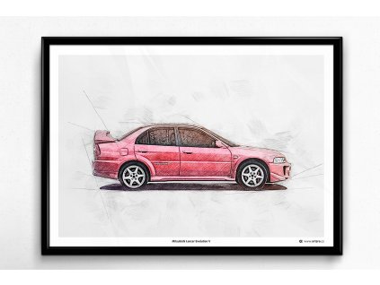 Mitsubishi Lancer EVO V - plakát, obraz na zeď