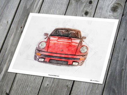Porsche 911 (930) Turbo „červená“ - plakát, obraz na zeď