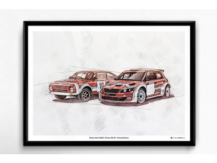 Škoda 200 RS + Fabia S2000 Rallye Bohemia - plakát, obraz na zeď