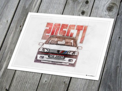 Peugeot 205 GTI - plakát, obraz na zeď
