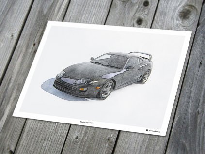 Toyota Supra MK4 (černá) - plakát, obraz na zeď