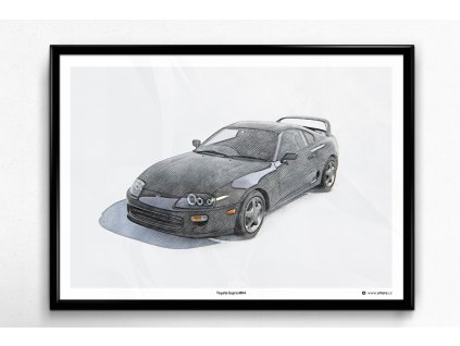 Toyota Supra MK4 (černá) - plakát, obraz na zeď